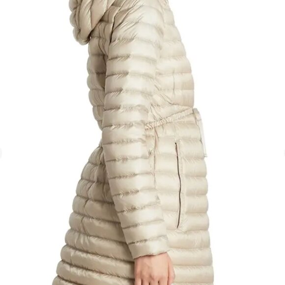 Moncler Barbel Lightweight Down Coat Beige Sz (0) XS Down Puffer Parka Warm Chic - Picture 4 of 9